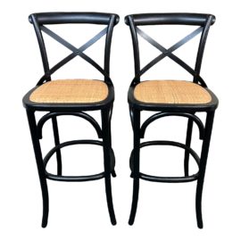 Williams Sonoma Black Bistro Barstools, a Pair. Original Price: $900