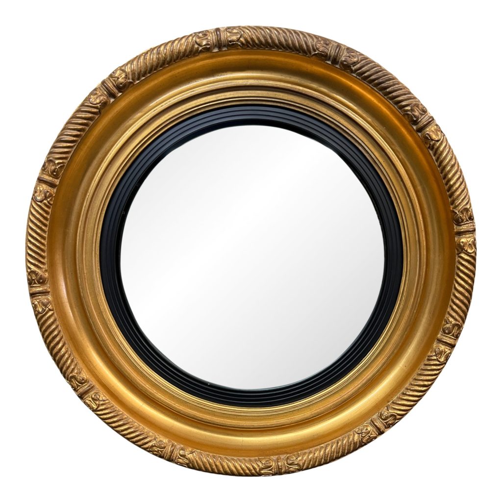 Gold + Black Finish Round Wall Mirror - Design Plus Gallery