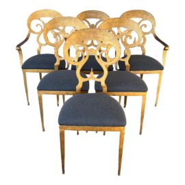 Vintage Ironies Louis Gilt Dining Room Chairs, Set of Six