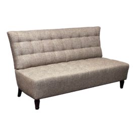 Custom Design Biscuit Gracie Sofa Settee With Leather Trim. Original Price: $5,000