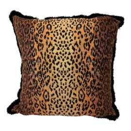Large Cheetah Chenille + Velvet Feather Down Floor Pillow. Original Price: $860