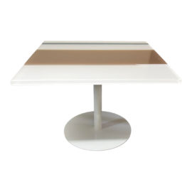 Contemporary Square Resin Metal Pedestal Dining Table