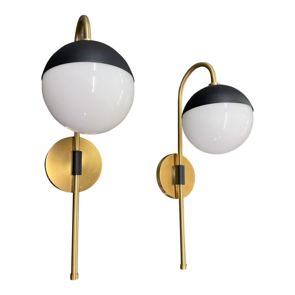 Shades of Light MidCentury Globe Adjustable Swing Wall Sconces, a Pair