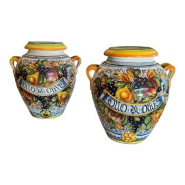 Artistica Italian Pottery "Olio Di Olive", a Pair. Original Price: $8,000