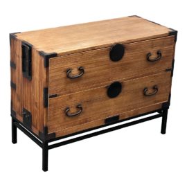 Two Drawer Tansu File Cabinet + Custom Stand