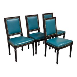 Horchow Massoud Ingram Leather Dining Chairs, Set of Four. Original Price: $6,100