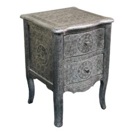 Anthropologie Embossed Metal Clad Nightstand