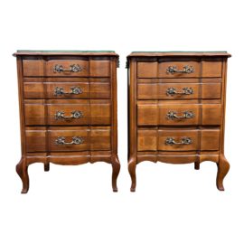 Sanford Furniture Company French Country Cherry 4 Drawer Nightstands, a Pair