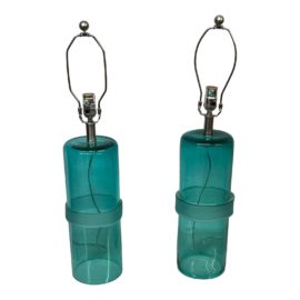 Custom Blown Glass Table Lamps, a Pair