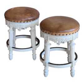 Frontgate Provencial Grapes Swivel Backless Counter Stools, a Pair. Original Price: $1,000