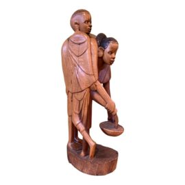Vintage Africa Mother & Son Carved Wood Sculpture