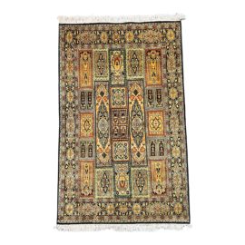 Vintage Kashmir Handknotted Silk Area Rug - 3′1″ × 5′3″
