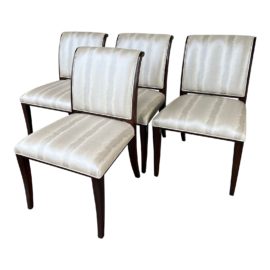Theodore Alexander Snappy Faux Hide Dining Chairs, a Set of Four. Original Price: $6,362
