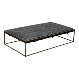 Four Hands Oxford Coffee Table in Rialto Ebony Leather. Original Price: $2,100