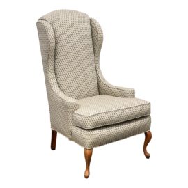 Ethan Allen Queen Anne Patterned Wingback Chair