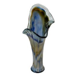 Art Glass Vase in Rich Blue Tones