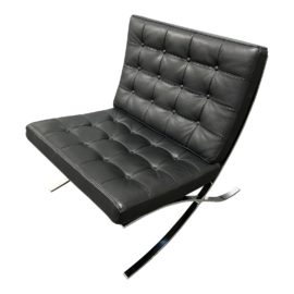 NEW Gordon International Mies Van Der Rohe Pavilion Lounge Chair Model Number #599 Black Leather. Original Price: $5,145