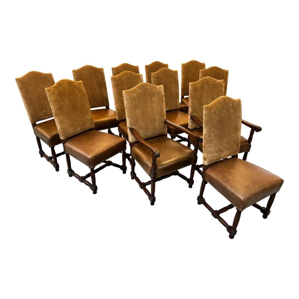 John Hall Custom Velvet + Leather Dining Chairs, a Set of Ten. Original Price: $27,010 - Design ...