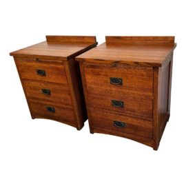Restoration Hardware Michael’s Furniture Mission Style 3 Drawer Nightstands, a Pair