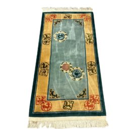 Aalam Aruba Blue and Deep Teal Hand Knotted Area Rug - 3′ × 6′4″