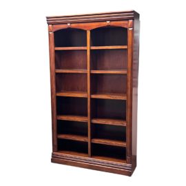 Contemporary Mahogany Finish Divided Bookcase