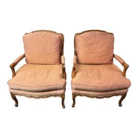 Wayne Industries Custom Bergere Chairs, a Pair