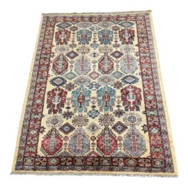 Handmade Wool Kazak Small Area Rug - 4′11″ × 6′11″.