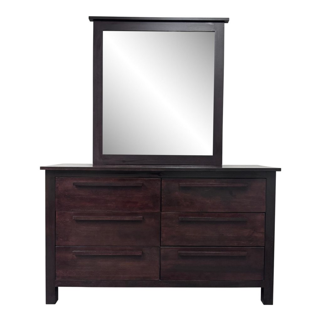 Scandinavian Design Six Drawer Dresser + Attached Mirror Design Plus