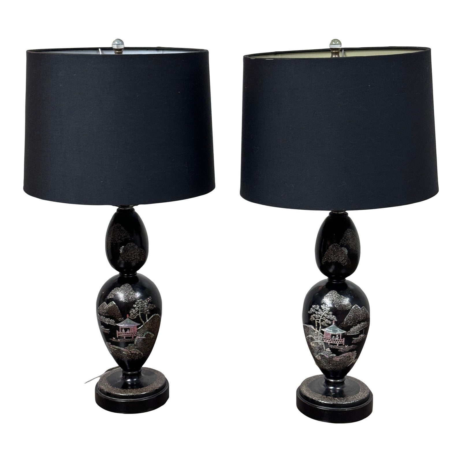 Ochre Scorpion Black Table Lamps, Pair Retail Price 2,600.00