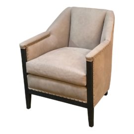 Contemporary Gray Leather Arm Chair