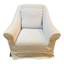 Restoration Hardware Linen Slipcovered Slope Arm Swivel Chair