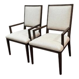 Restoration Hardware French Contemporary Square Dining Armchair, a Pair. Original Price: $1,590