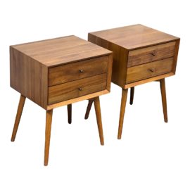 West Elm Acorn Finish Nightstands, a Pair. Original Price: $800