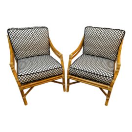 McGuire Target Back Arm Chairs, a Pair
