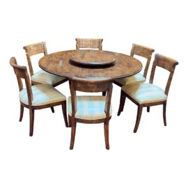 Guy Chaddock Pedestal Dining Table + Set of 6 Hartford Dining Chairs Set. Original Price: $11,600