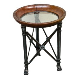 Maitland Smith Regency Leather & Iron Accent Table