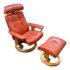 Ekornes Style Leather Arm Chair + Ottoman