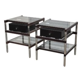 Juniper J63 Leather Wrap Side Tables, a Pair. Original Price: $13,000