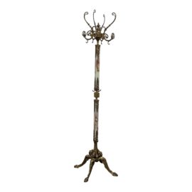 Mid 20th Century Italian Onyx + Brass Coat Rack