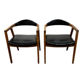 Vintage w.h. Gunlocke Chair Company Arm Chairs, a Pair