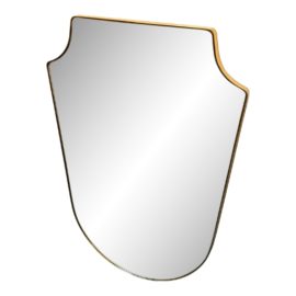 CB2 Brett Beldock Slim Brass Shield Wall Mirror. Original Price: $400