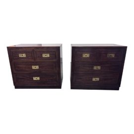 Dixie Furniture Act II Collection Oak + Brass Campaign/Federal Style Nightstands, a Pair