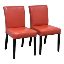 Crate & Barrel Lowe Orange Side Chairs, a Pair. Original Price: $518