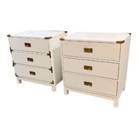 Walter of Wabash White Campaign Nightstands, a Pair