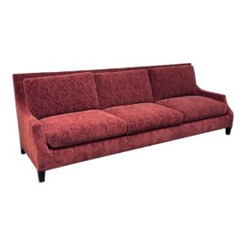 Thomas Pheasant Custom Design Brick Red Silk Velvet Printed Sofa. Orignal Price: $26,000