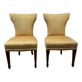 Jj Customs Design Klismos Style Gold Corded Silk Side Chairs, a Pair