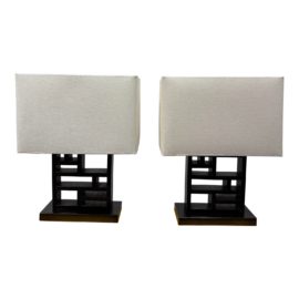 Crate & Barrel Asian Inspired Table Lamps, a Pair