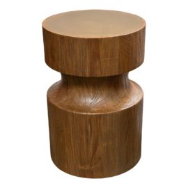 NEW Brownstone Furniture Laguna Drum Solid Teak Side Table. Original Price: $1,878