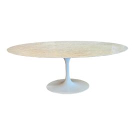 Saarinen Style Oval Granite Pedestal Table