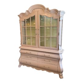 Drexel Furniture French Style Blush Finish Two Piece China Cabinet. Original Price: $4,800